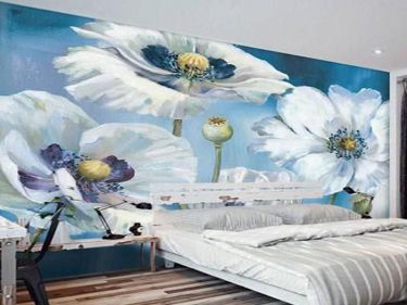 mẫu tranh hoa vẽ tường phòng ngủ 04